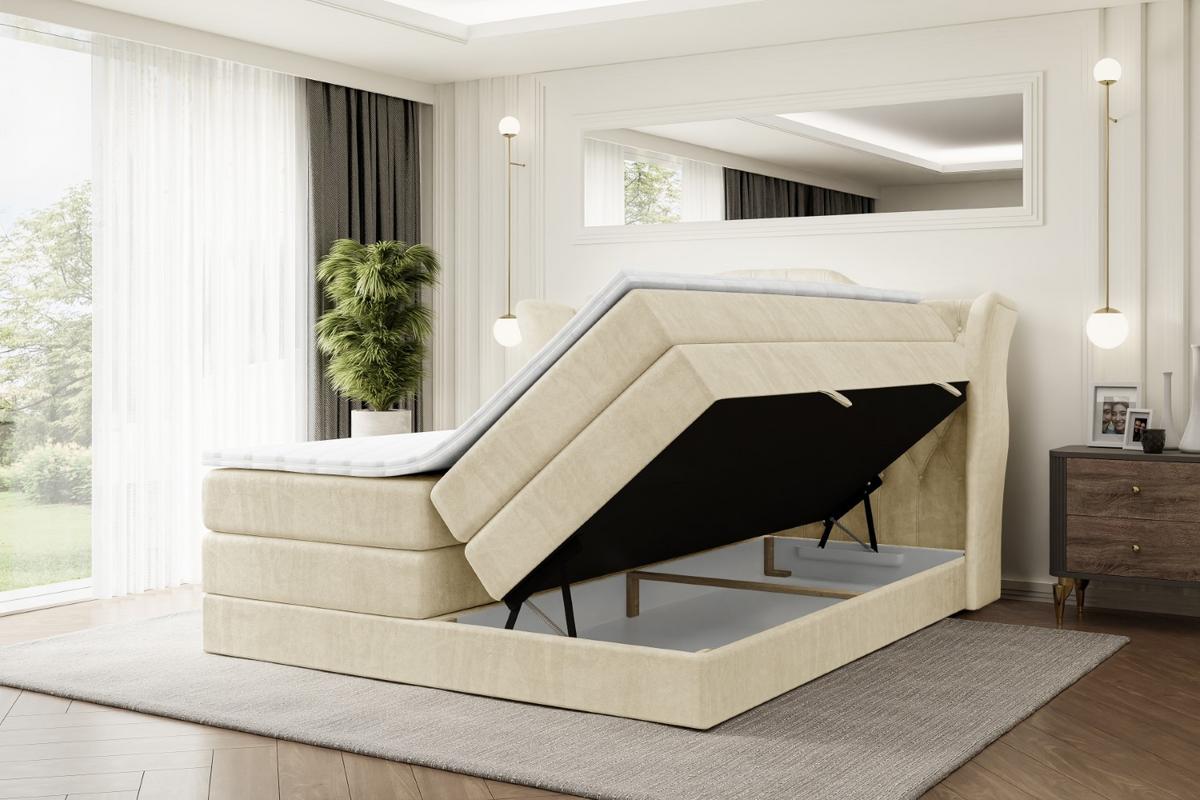 BOXSPRINGBETT VILA KING - 180x200 - H3/H4 - Beige - Beige, Holzwerkstoff (180/200cm) - ALTDECOR