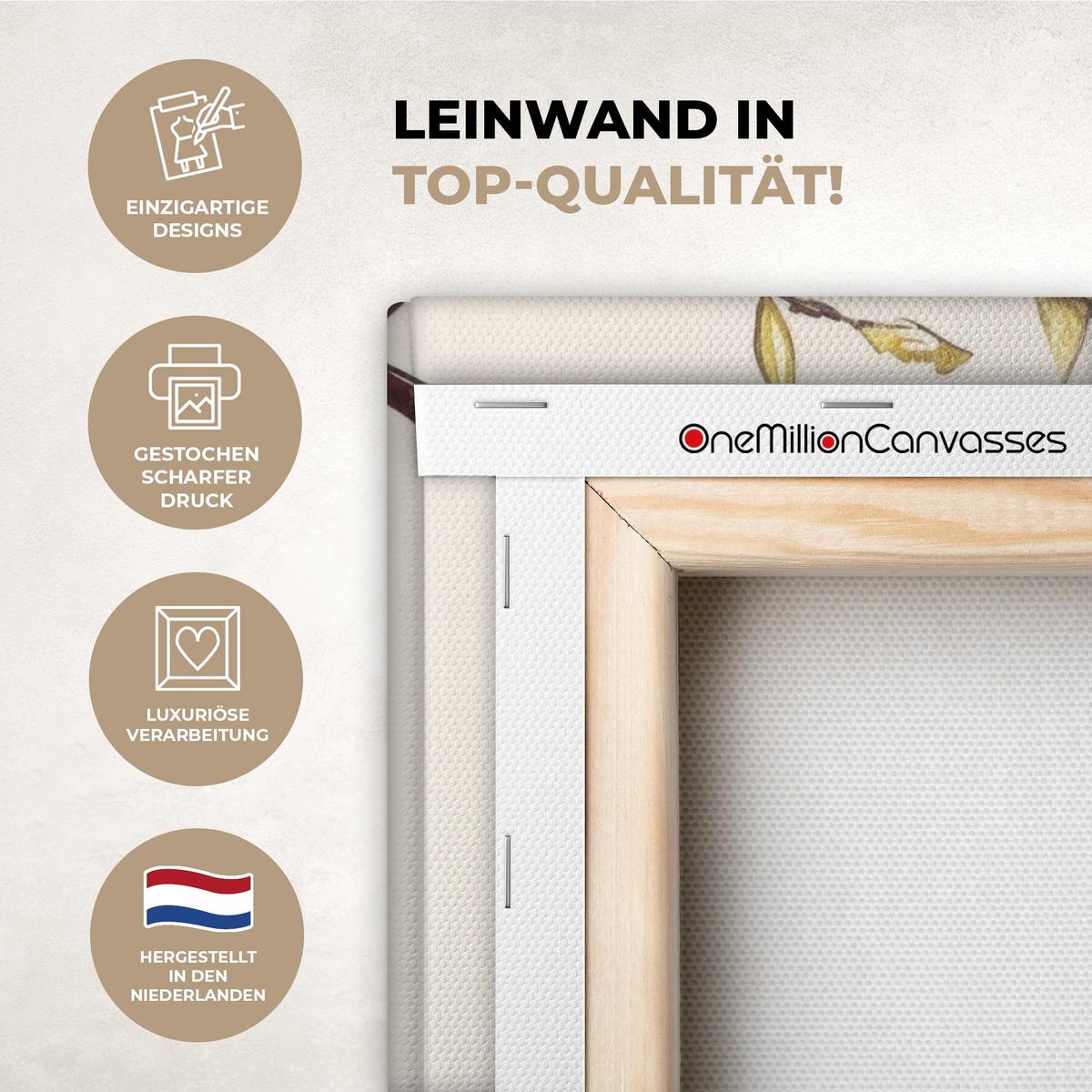 LEINWANDBILD Osterkuchen - Schleife - Eier Wandbild Wohnzimmer 60x80 cm - Creme, Textil (60/80cm) - MuchoWow