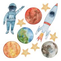WANDAUFKLEBER 100x178cm - Planeten-Astronaut - Multicolor, Kunststoff (100/178/0.1cm) - Wallfluent