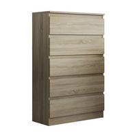 KOMMODE ADRIANO 70/112/33 cm mit 5 Schubladen Sonoma Eiche - Sonoma Eiche, Holzwerkstoff (70/112/33cm) - MASSENO
