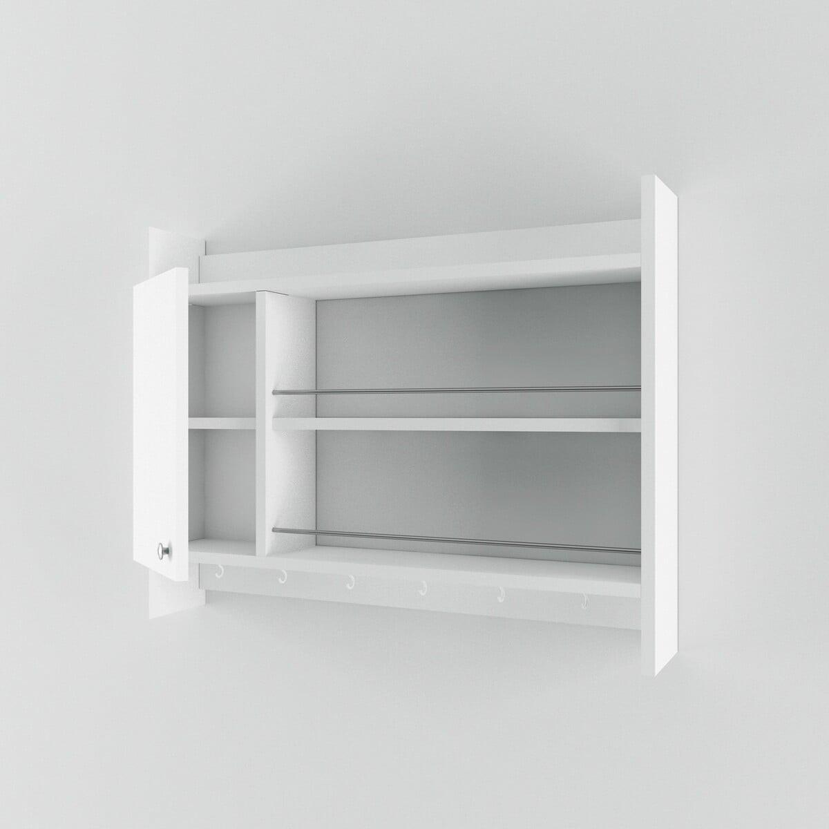 WANDHÄNGENDES Küchenregal Weiß L85 cm – KNERR - Weiß, Holzwerkstoff (15/65/31cm) - Calicosy
