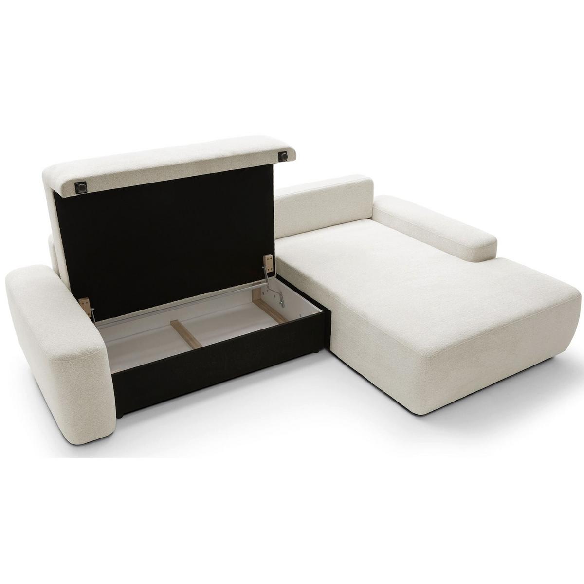 ECKSOFA Baleo Creme Chenille-Bezug - Creme/Schwarz, Kunststoff/Textil (162/264cm) - Selsey