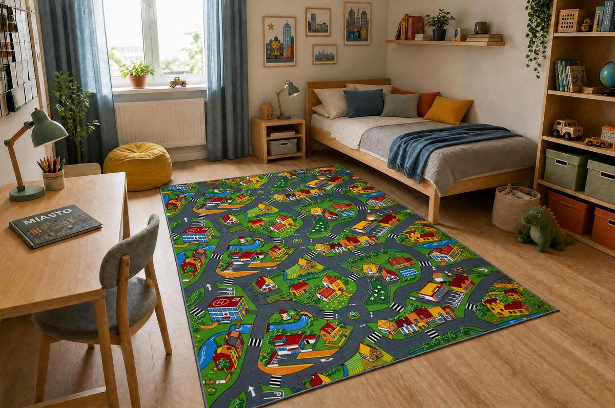 TEPPICH LITTLE VILLAGE 100/100 cm - Multicolor, Textil (100/100cm) - rugsX