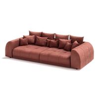 BIGSOFA Levana 5 Sitzer Terrakotta Cord-Stoff - Terracotta/Schwarz, Holz/Kunststoff (310/86/135cm) - S-Style Möbel