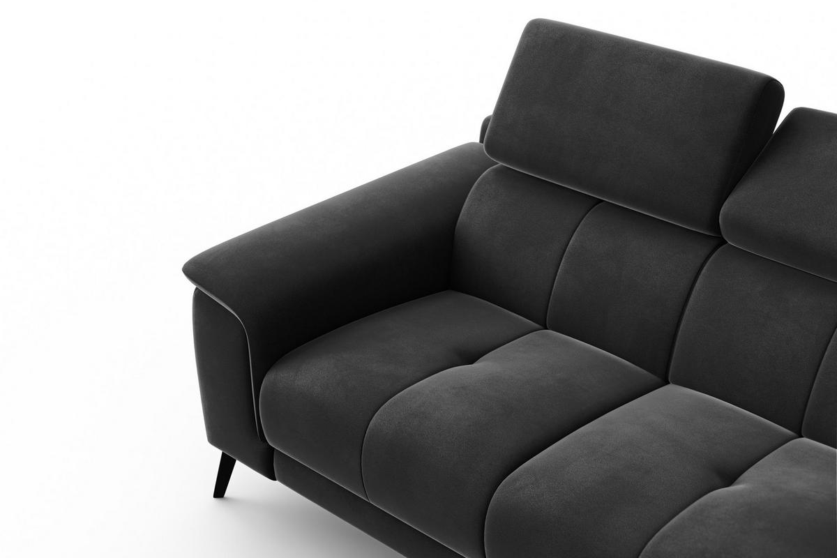 SOFA FIERO 2-Sitzer, Schwarzer Veloursstoff - Schwarz, Holz/Textil (170/82/103cm) - Courtois Laville