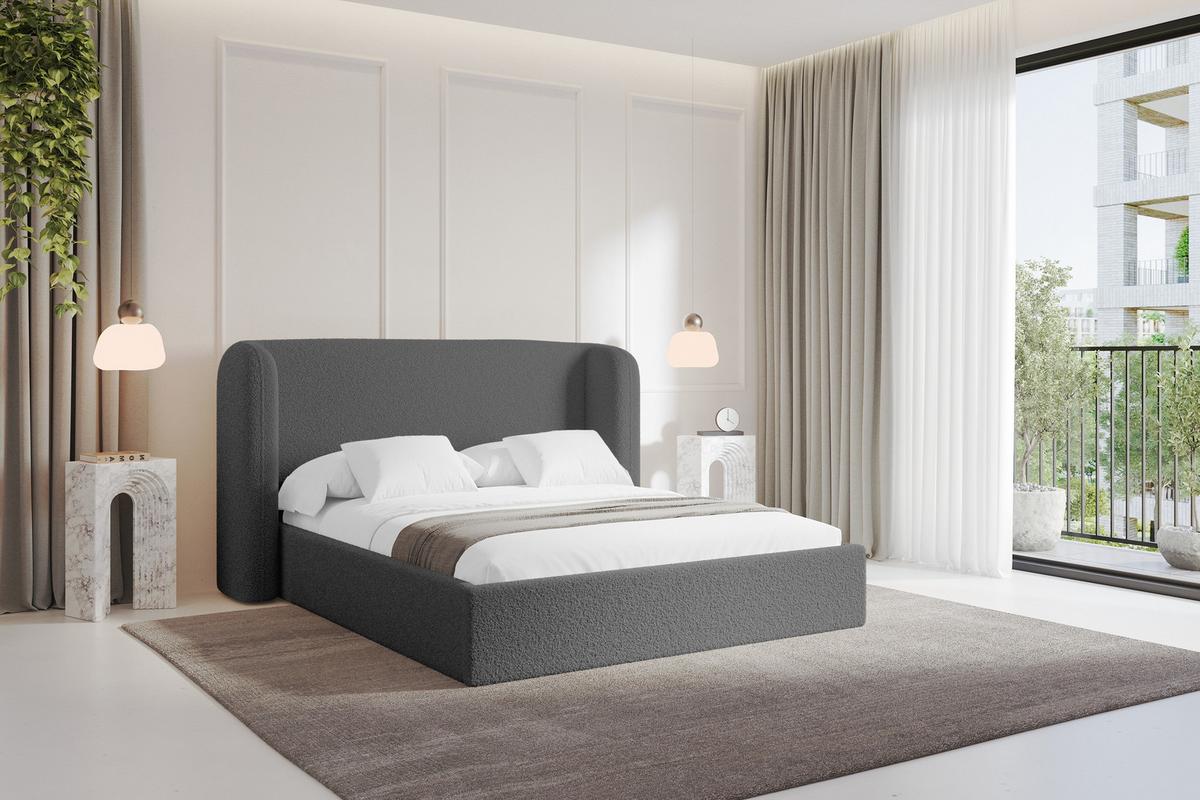 POLSTERBETT mit Bettkasten und Lattenrost, Bett mit Matratze H3/H4 - ESTI 160x200 Grau - Schieferfarben, Holzwerkstoff/Textil (160/200cm) - ALTDECOR