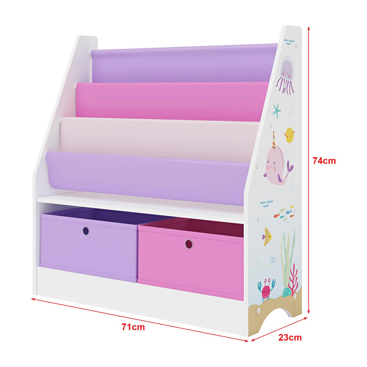 KINDERREGAL Neda - Pink/Lila, Holzwerkstoff/Textil (71/74/23cm) - [en.casa]