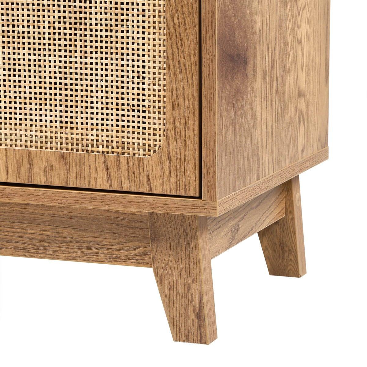 SIDEBOARD mit 2 Türen aus natürlichem Rattan 35/75/80 cm - Nussbaumfarben, Holzwerkstoff (35/75/44.5cm) - Calicosy