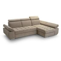ECKSCHLAFSOFA Bianca beige rechts - Chromfarben/Beige, Textil (264/165cm) - Beautysofa