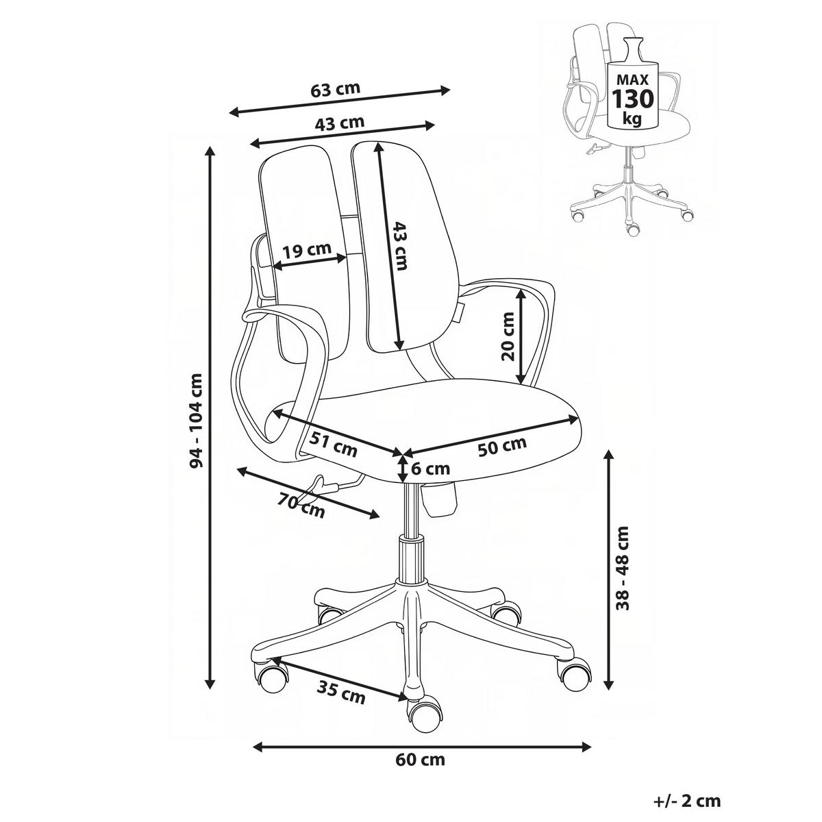 BÜROSTUHL Hellgrau Orivo - Hellgrau, Textil (63/94/70cm) - Beliani