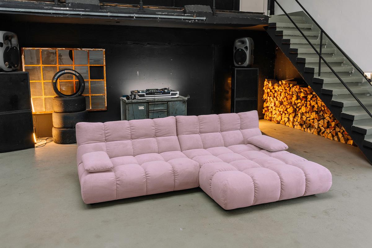 SITZGRUPPE VIVIEN 3ER SET Pink Cord (1er-Set) - Pink/Rosa, Kunststoff/Textil (359/85/510cm) - KAWOLA