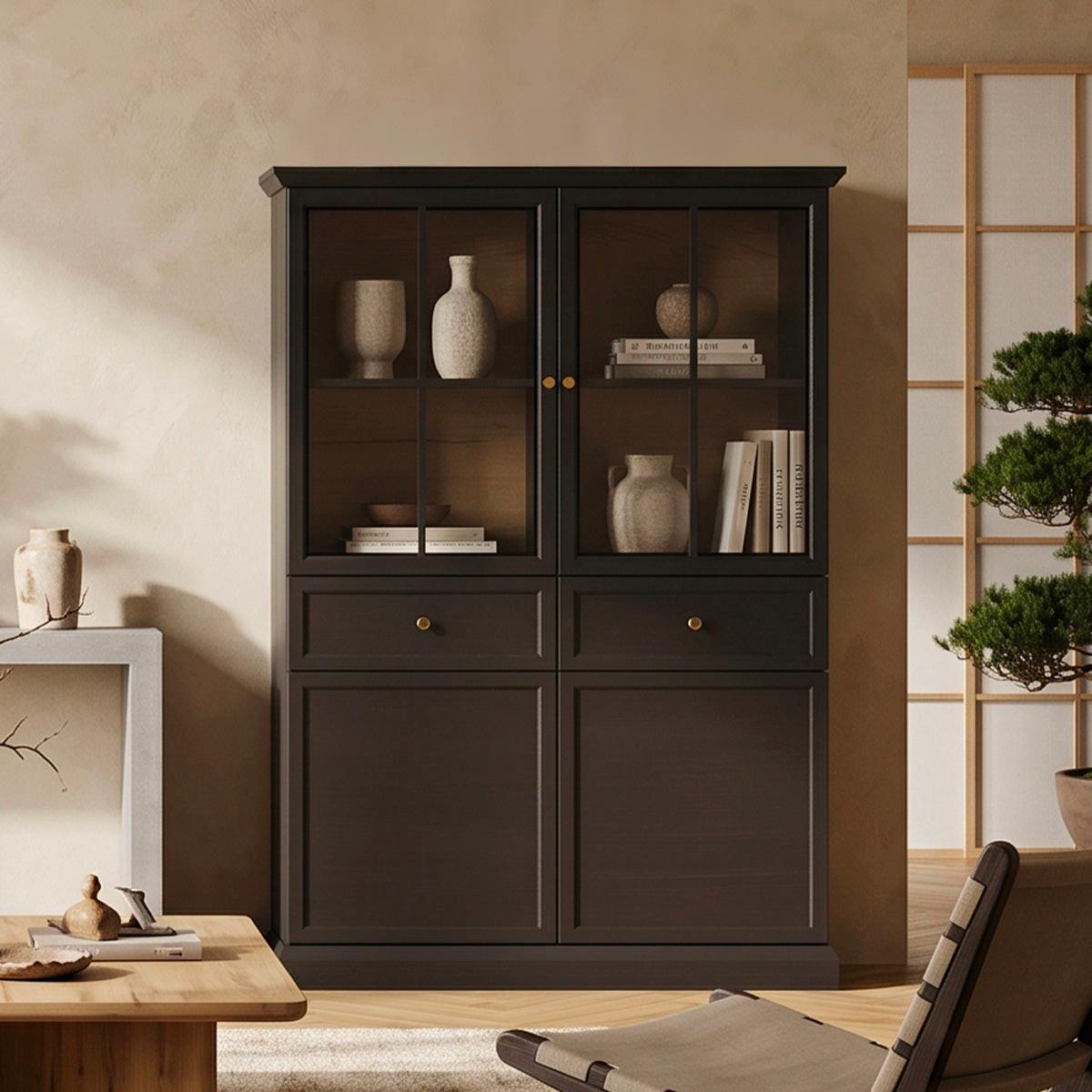 GESCHIRRSCHRANK Toja Anthrazitfarbenes Holz - Braun, Holzwerkstoff (114.4/161.4/39.5cm) - Petits-meubles