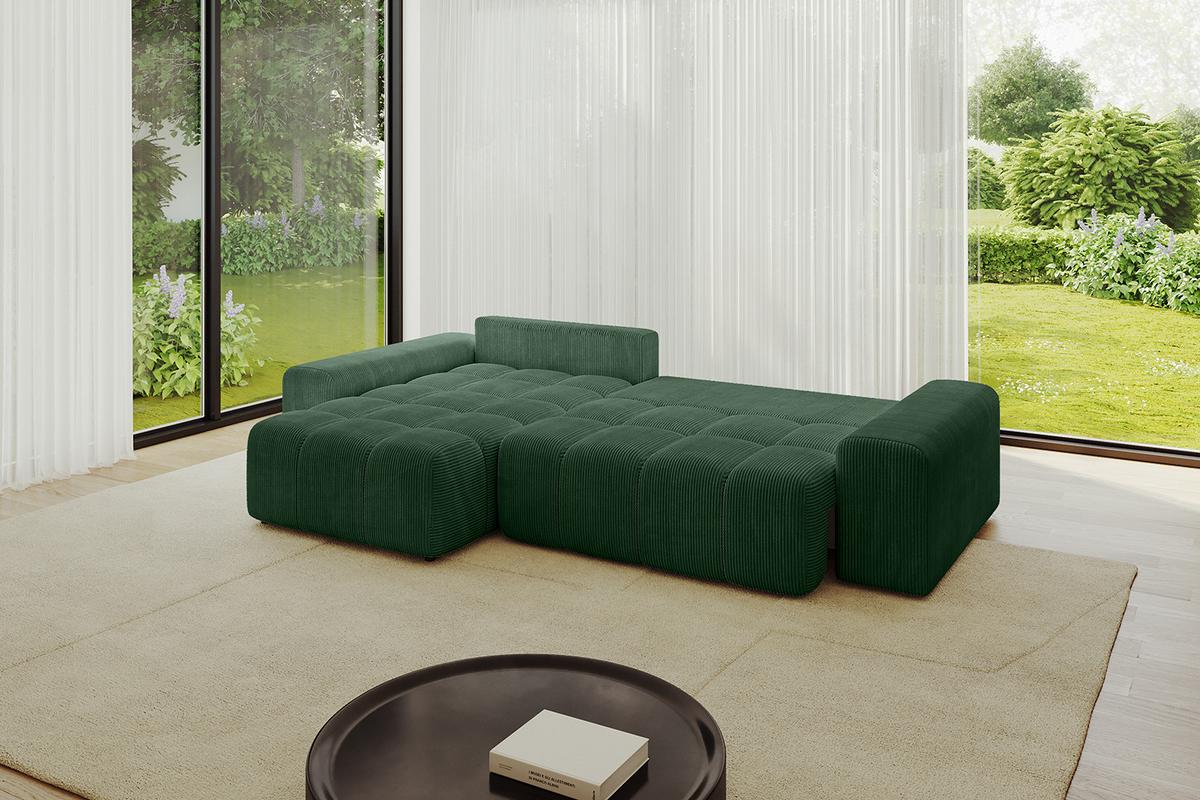 ECKSOFA Ottomane links ENIL-L 297x189x68 Grün Cord - Grün, Holzwerkstoff/Kunststoff (297/189cm) - ALTDECOR
