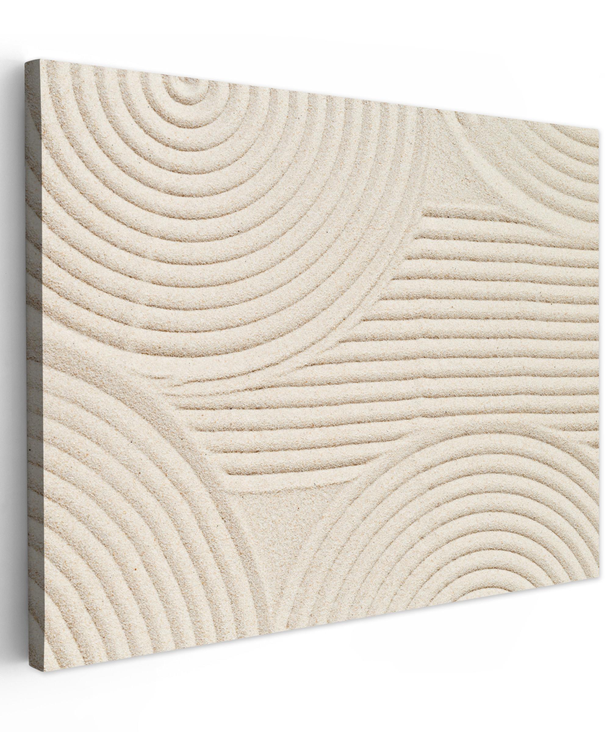 LEINWANDBILD Muster - Abstrakt - Weiß Wandbild 40x30 cm - Beige, Textil (40/30cm) - MuchoWow