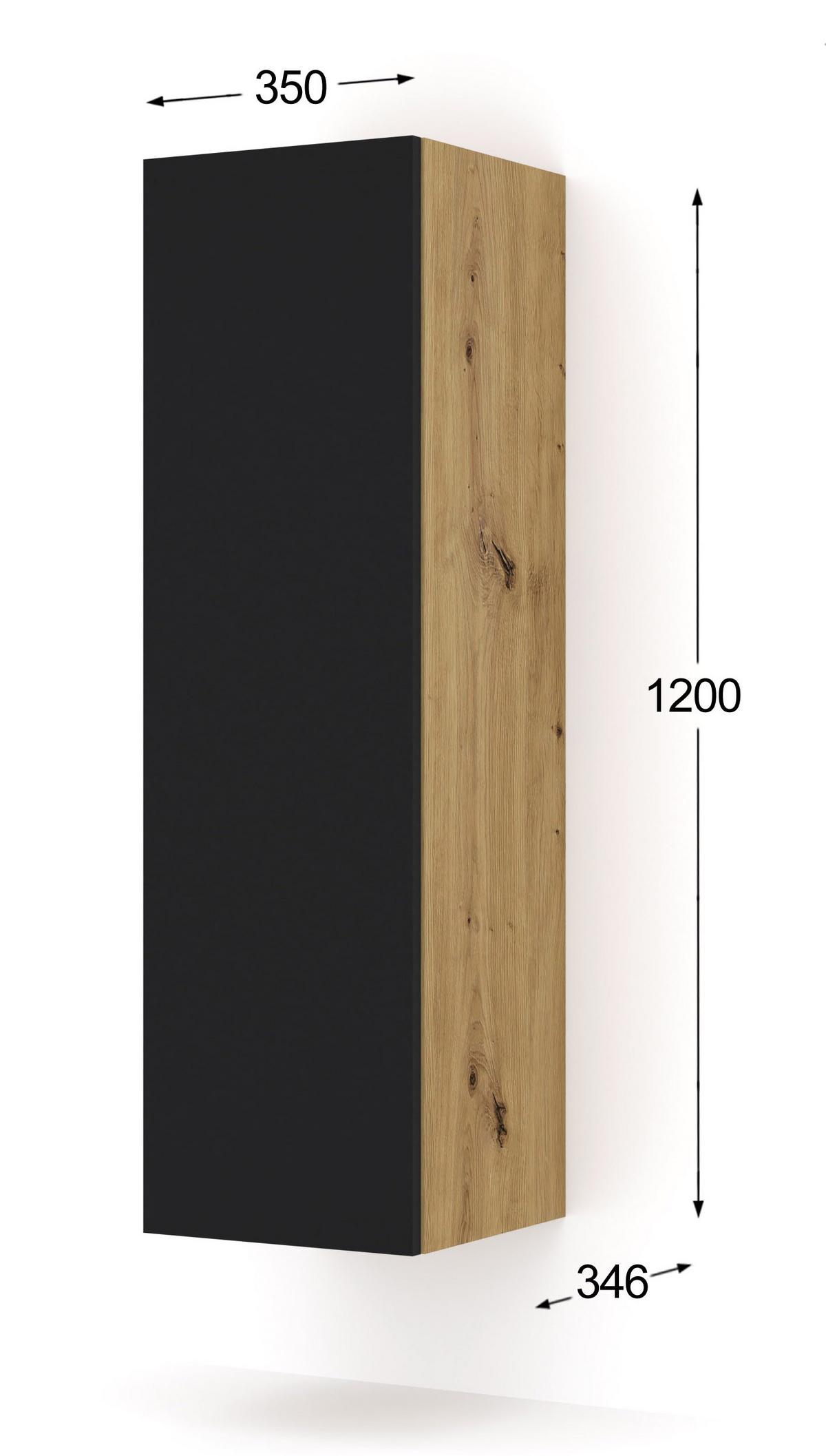 HÄNGESCHRANK Artisan Eiche, Schwarz 35/120/35 - Schwarz, Holzwerkstoff (35/120/35cm) - RAUMHIRSCH FURNITURE