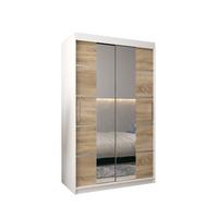 SCHWEBETÜRENSCHRANK 200/120/62 2-türig - Silberfarben/Weiß, Holz/Kunststoff (120/200/62cm) - MÖBEL KRYSPOL