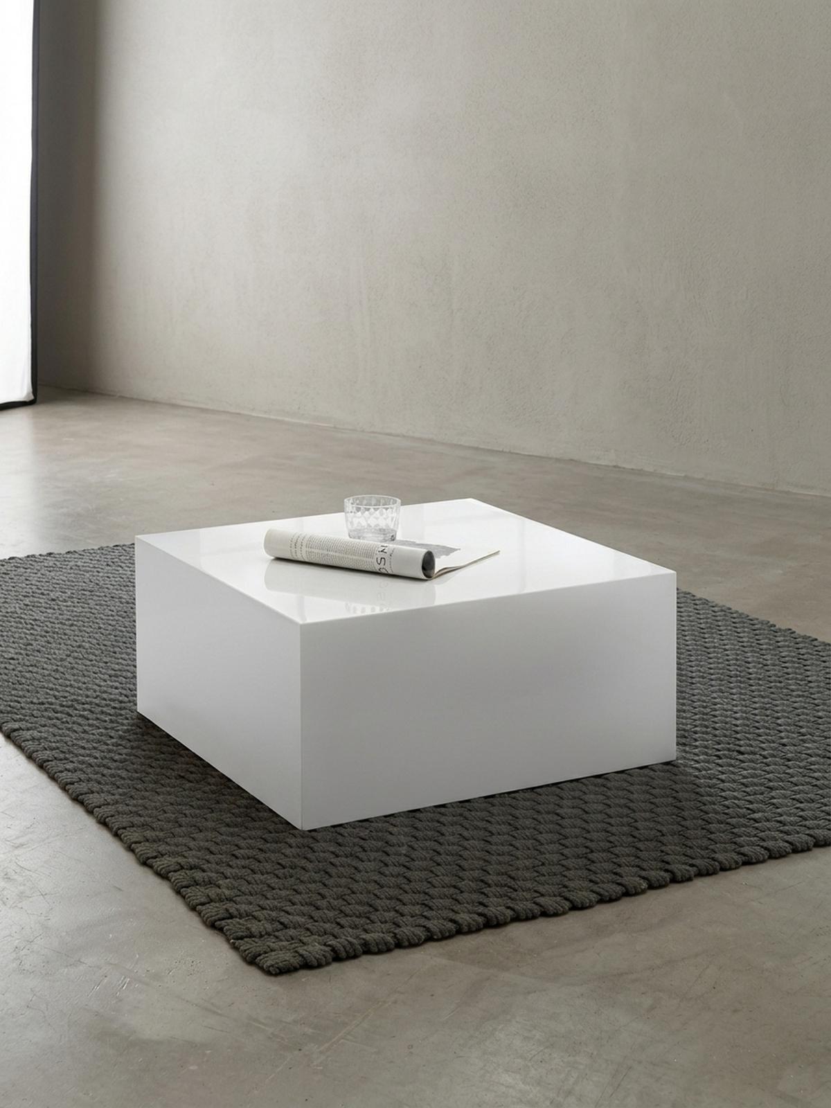 COUCHTISCH Weiß Hochglanz Quadratisch 60x60x30cm MDF Würfelform - Weiß, Holzwerkstoff (60/60/30cm) - KADIMA DESIGN