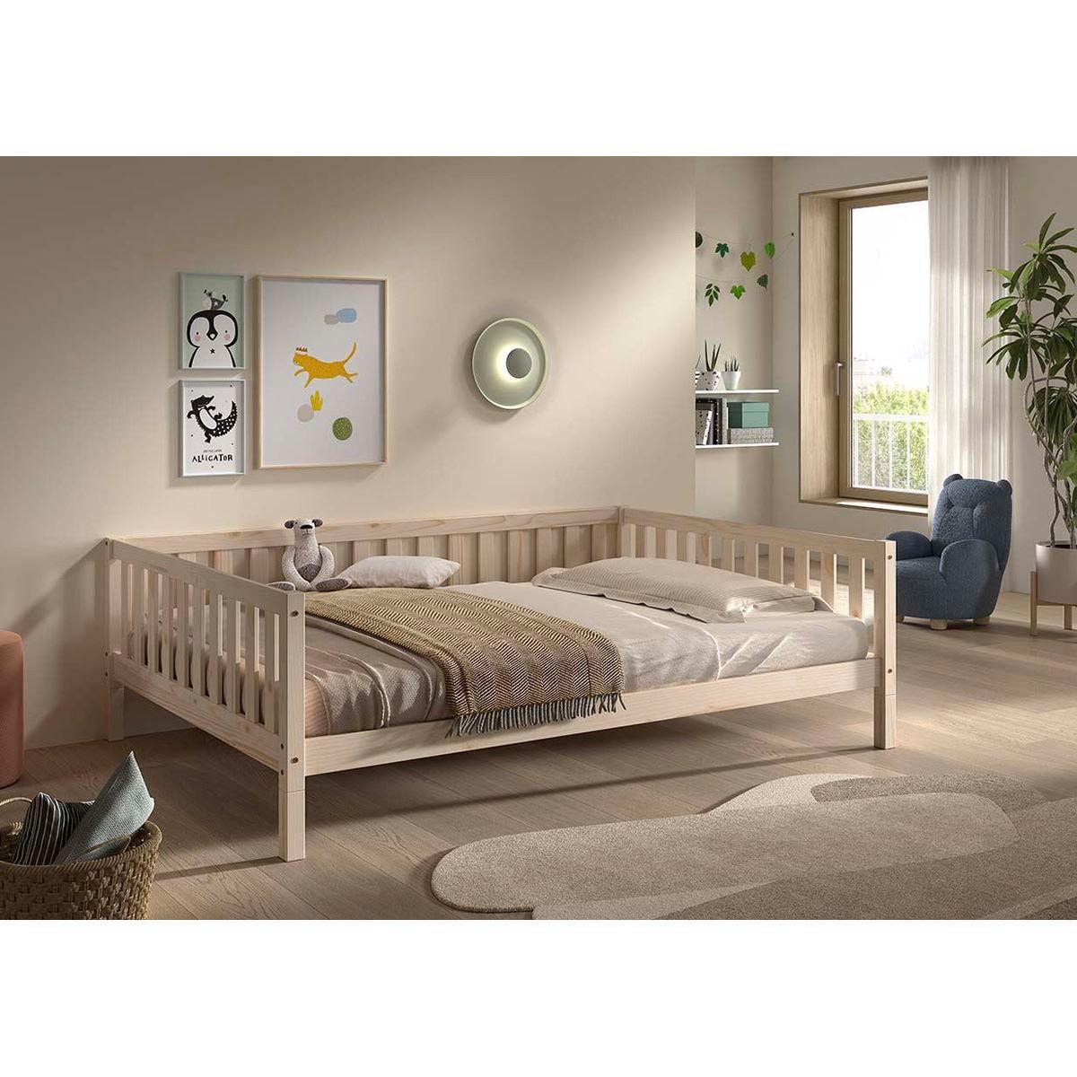 BODENBETT Kapua 140x200 umbaubar zum Tagesbett Kiefer Massivholz Natur - Kieferfarben, Holz (140/200cm) - 58aufmkessel