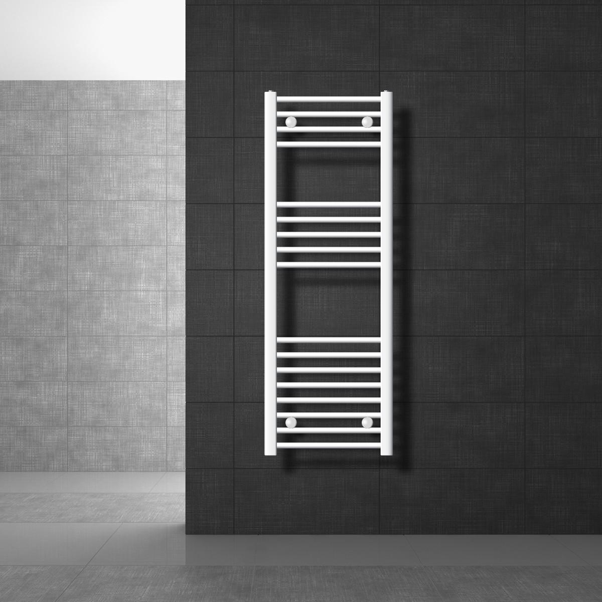 BADHEIZKÖRPER elektrisch Sahara 400x1200 mm Weiß gebogen mit Heizstab 1200W Digital - Weiß, Metall (40/120/3cm) - LuxeBath