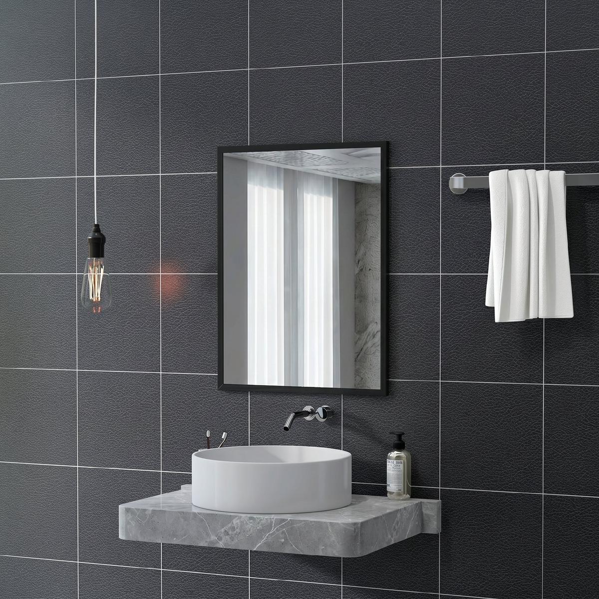 WANDSPIEGEL MDF Glas Schwarz - Schwarz, Holzwerkstoff (2/80/60cm) - HOMCOM