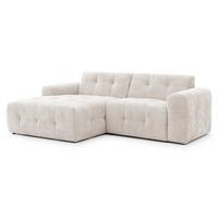 ECKSOFA Kozy im Bumpy-Design mit fester Rückenlehne aus weichem Beige Chenille-Stoff - Ottomane links - Beige/Creme, Holz/Kunststoff (161/234cm) - S-Style Möbel