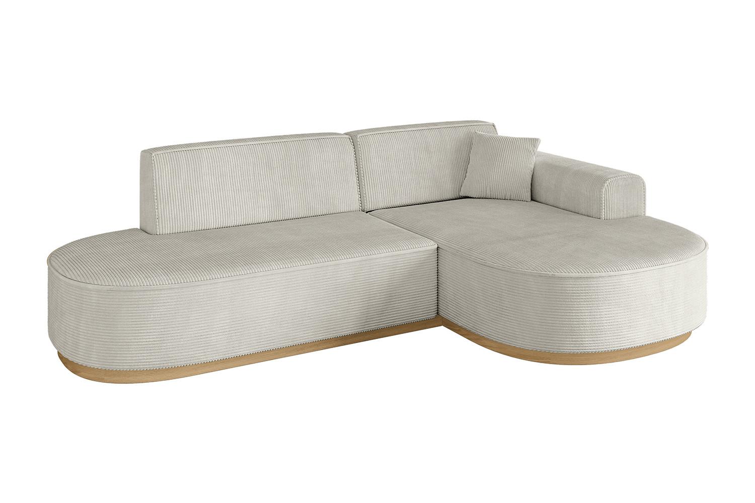 ECKSOFA Ottomane Rechts MARI-L1-v2 - 243x171x83 cm Creme Cord - Hellgrau/Creme, Holzwerkstoff/Textil (171/243cm) - ALTDECOR