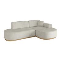 ECKSOFA Ottomane Rechts MARI-L1-v2 - 243x171x83 cm Creme Cord - Hellgrau/Creme, Holzwerkstoff/Textil (171/243cm) - ALTDECOR
