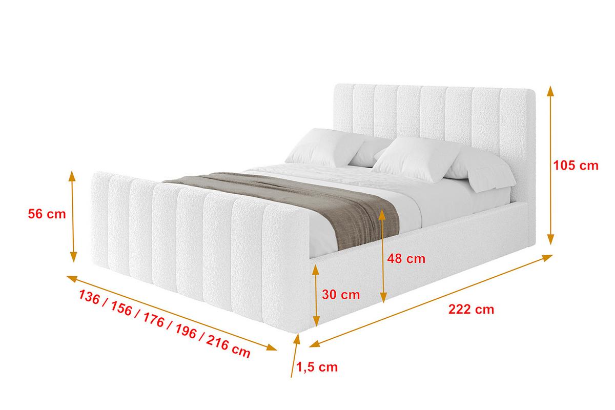 POLSTERBETT mit Bettkasten, Fußteil und Lattenrost, Boxbett mit Matratze H3/H4 - STERA-Z 160x200 Weiß - Weiß, Holzwerkstoff/Textil (160/200cm) - ALTDECOR