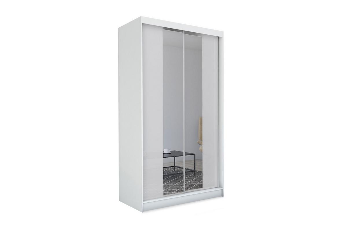 SCHWEBETÜRENSCHRANK LUCENZA 150/216/61 cm 2-türig mit Spiegel Weiß - Weiß, Holzwerkstoff (150/216/61cm) - MASSENO