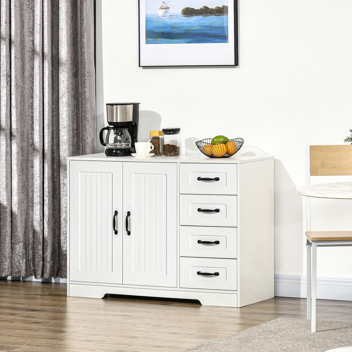 BEISTELLSCHRANK, Spanplatte, Weiß, 105 x 40 x 76 cm - Weiß, Holzwerkstoff (40/76/105cm) - HOMCOM