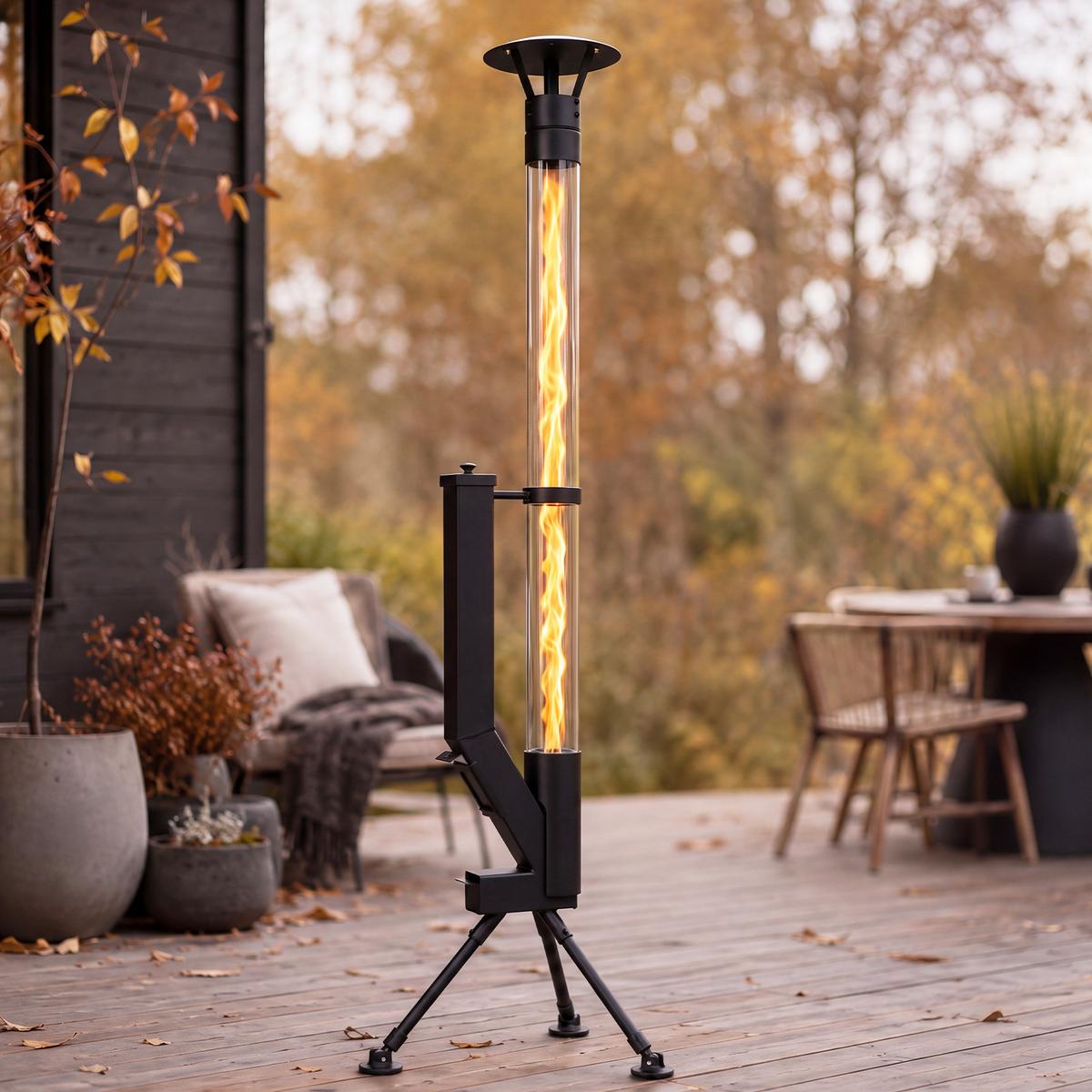 TERRASSENHEIZER Zovmar 44.5/21/167 cm - Schwarz, Glas/Metall (21/167/44.5cm) - ZMH