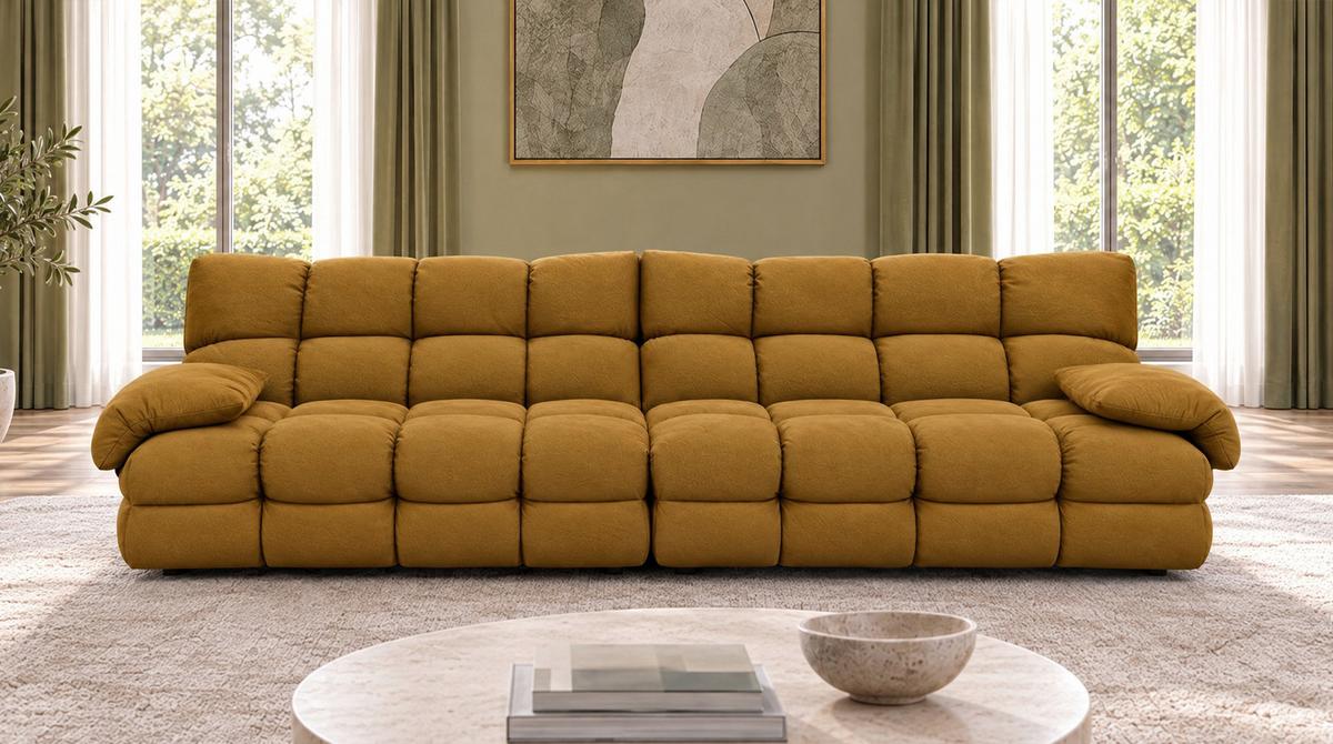 SOFA AMIA Braun Velvet - Schwarz/Braun, Kunststoff/Textil (290/86/108cm) - KAWOLA