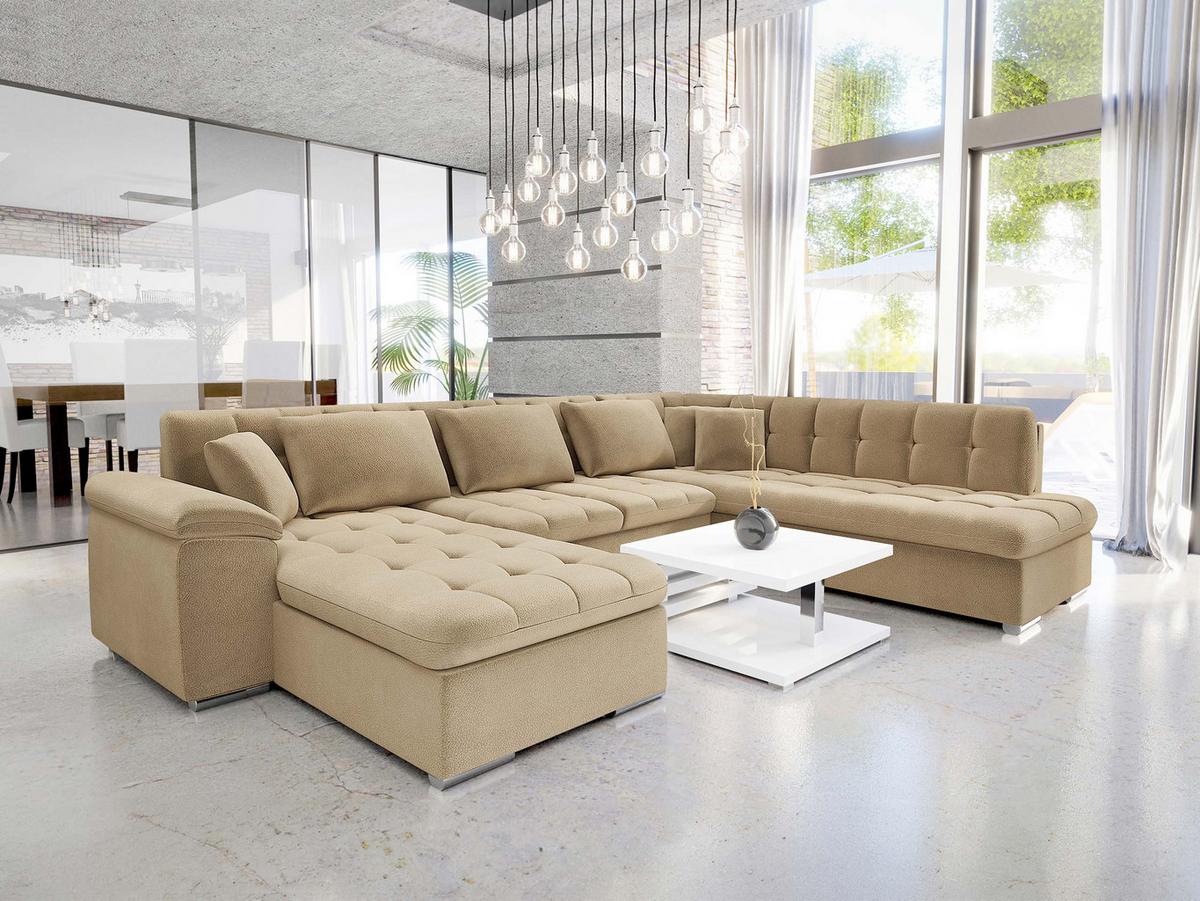 WOHNLANDSCHAFT Niko Bis Premium, Seite: Links - Beige, Holz/Textil (348/76/205cm) - MIRJAN24