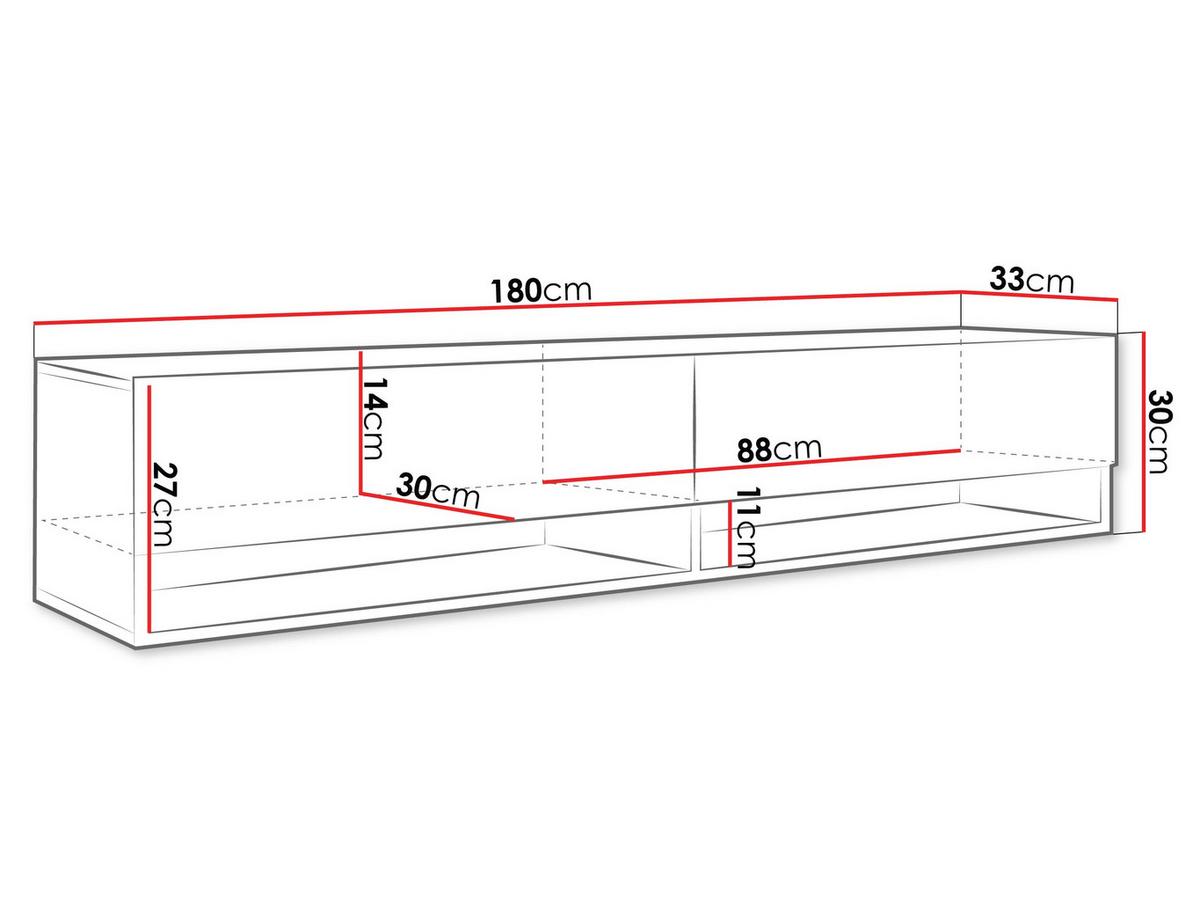 TV-LOWBOARD A180 MDF - Eiche Wotan/Graphitfarben, Holzwerkstoff/Kunststoff (180/30/33cm) - MIRJAN24