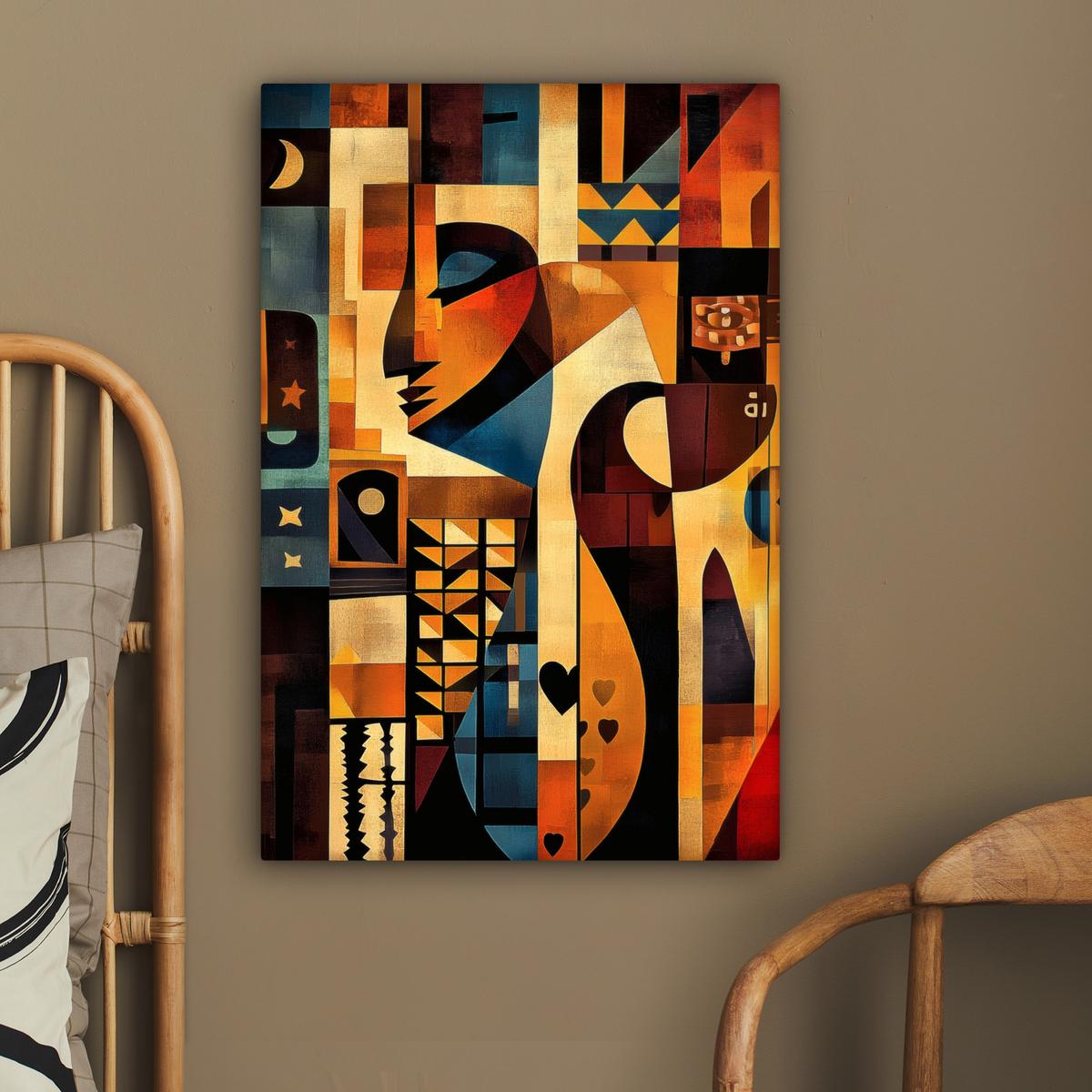 LEINWANDBILD Figuren - Abstrakt - Symbole Wanddeko 40x60 cm - Terracotta, Textil (40/60cm) - MuchoWow
