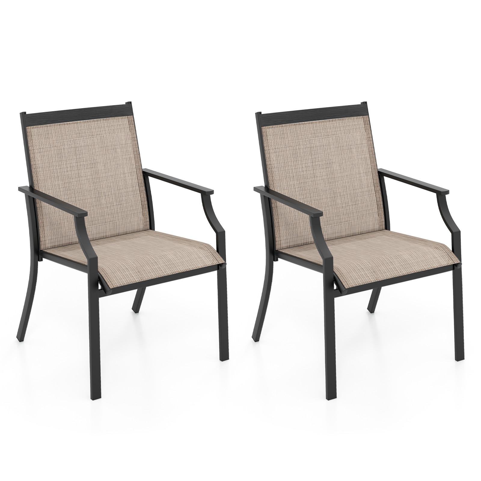 GARTENSTÜHLE Kaffee(2er-Set) - Braun, Metall (66/90/61cm) - COSTWAY