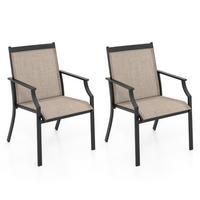 GARTENSTÜHLE Kaffee(2er-Set) - Braun, Metall (66/90/61cm) - COSTWAY
