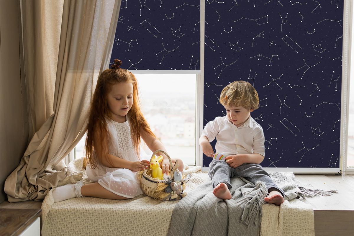 INNENROLLO - Fensterrollo - Rollo - 100x140 cm - Sternbild - Schwarz, Kunststoff (100/140/0.5cm) - TULUP