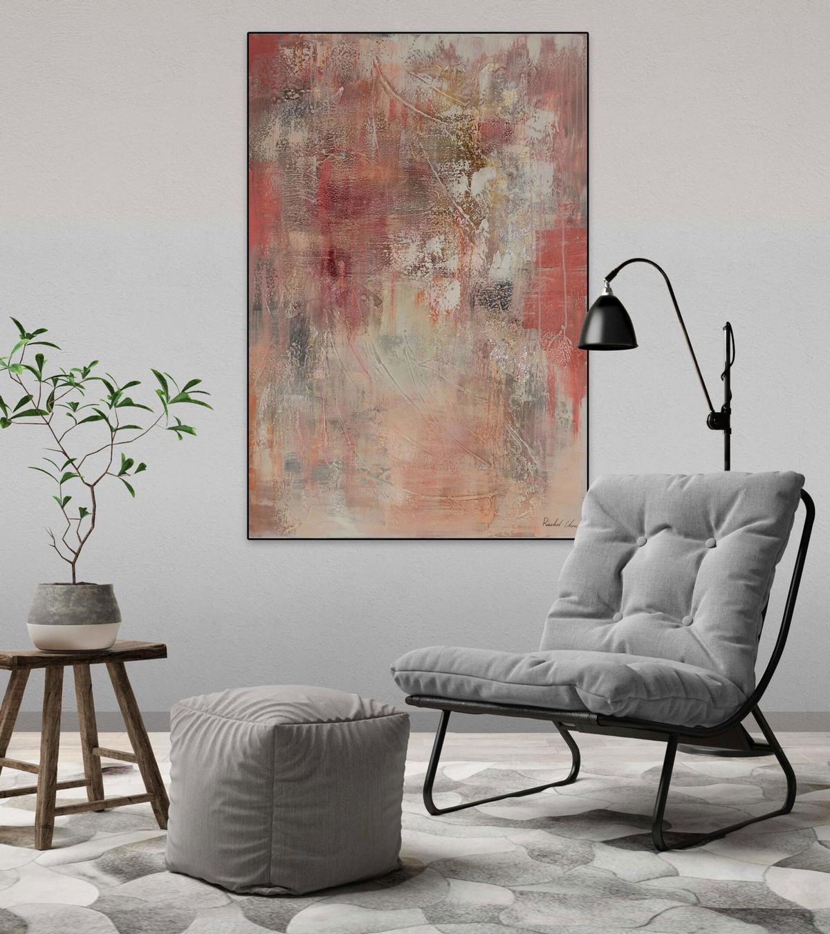 ACRYLBILD HANDGEMALT 80/120 cm - Pink/Rot, Holz/Textil (80/120cm) - KUNSTLOFT
