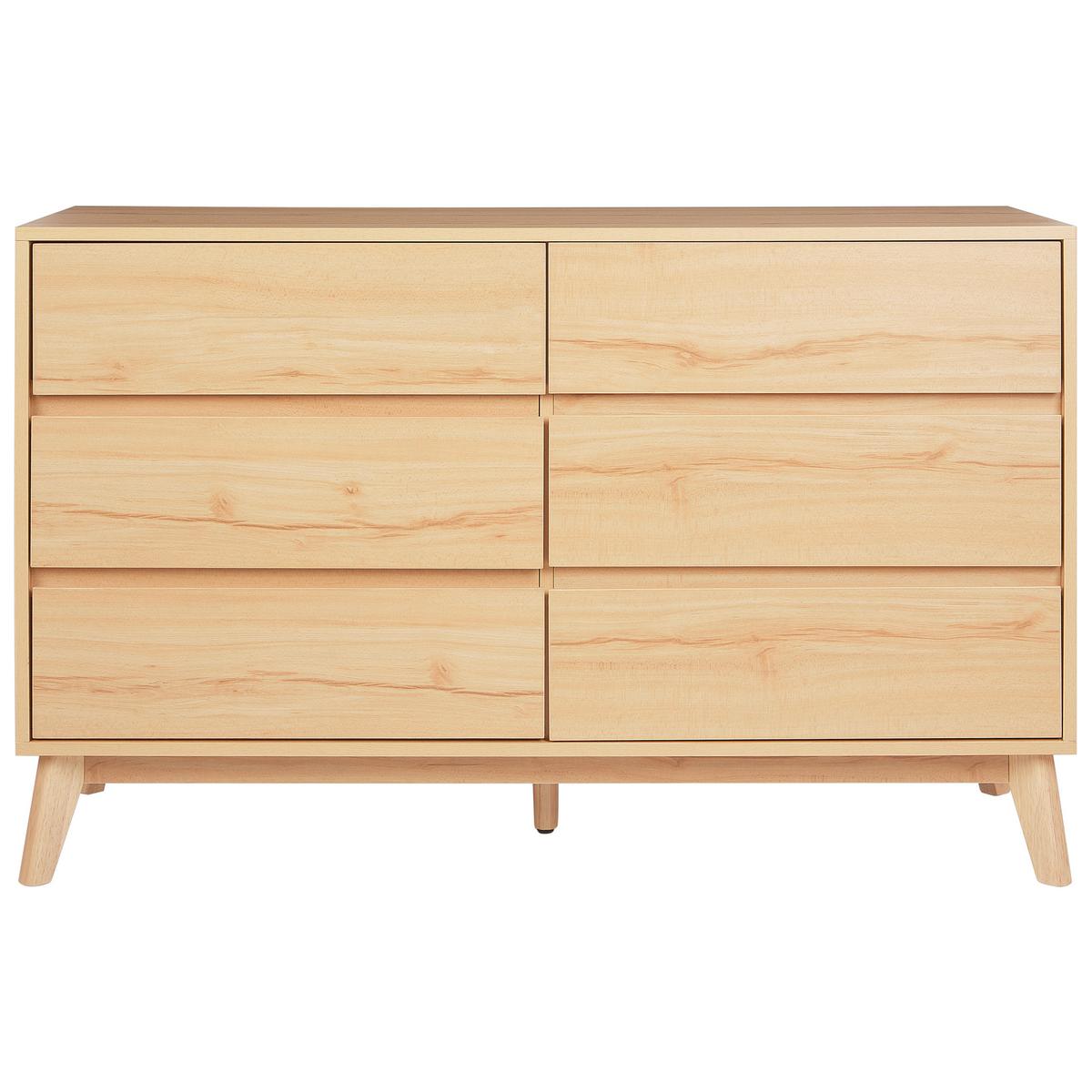KOMMODE mit 6 Schubladen Hellbraun Sardis - Braun, Holz/Holzwerkstoff (120/75/40cm) - Beliani