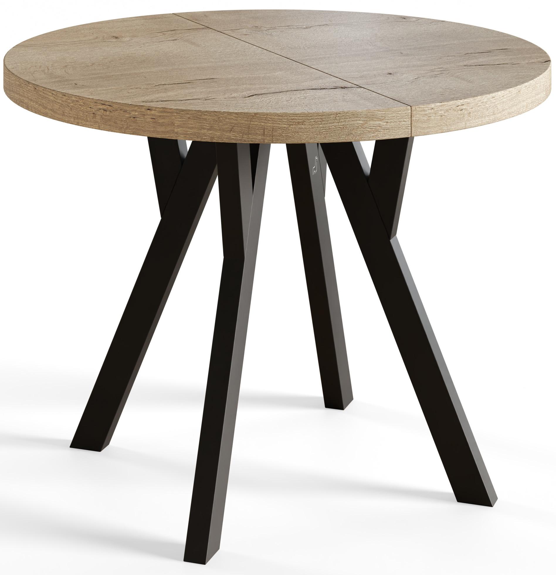 RUNDER Esstisch ausziehbar – Moderner Wohnzimmertisch und Küchentisch – Tisch mit Stabile Konstruktion, Durchmesser 80 cm - 130 cm - Farbe Halifax - Schwarz/Braun, Holzwerkstoff (80/80/77cm) - Alpi-Möbel