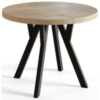 RUNDER Esstisch ausziehbar – Moderner Wohnzimmertisch und Küchentisch – Tisch mit Stabile Konstruktion, Durchmesser 110 cm - 210 cm - Farbe Halifax - Schwarz/Braun, Holzwerkstoff (110/110/77cm) - Alpi-Möbel