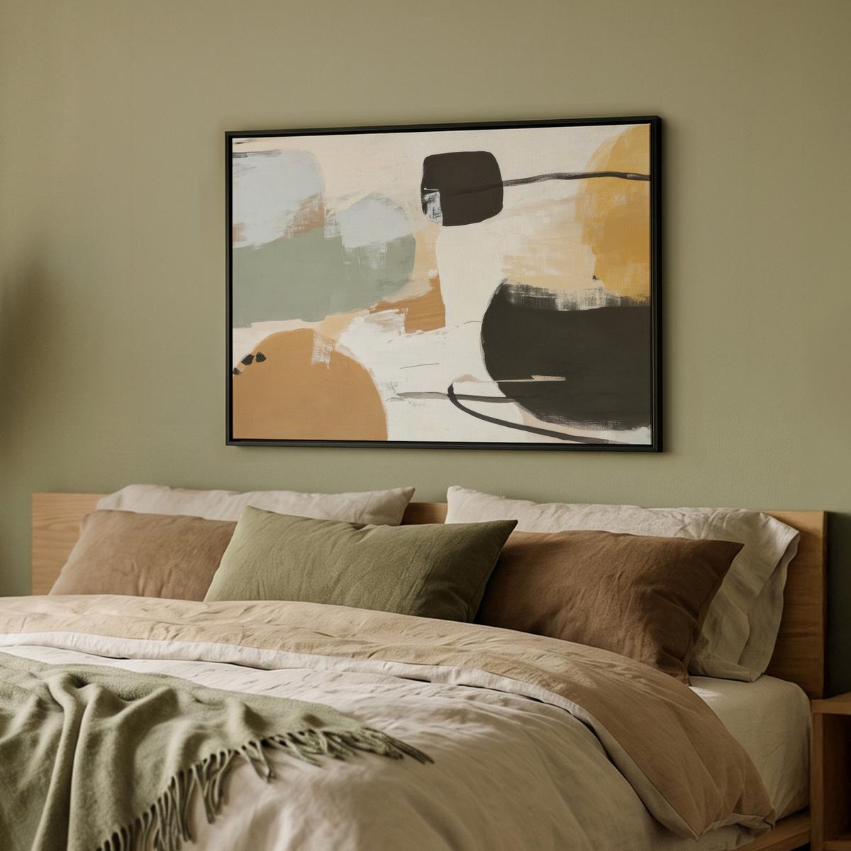 LEINWAND Bilder mit Rahmen - Farbe - Abstrakt - Farben - 70x50 - Currygelb, Textil (70/50cm) - MuchoWow