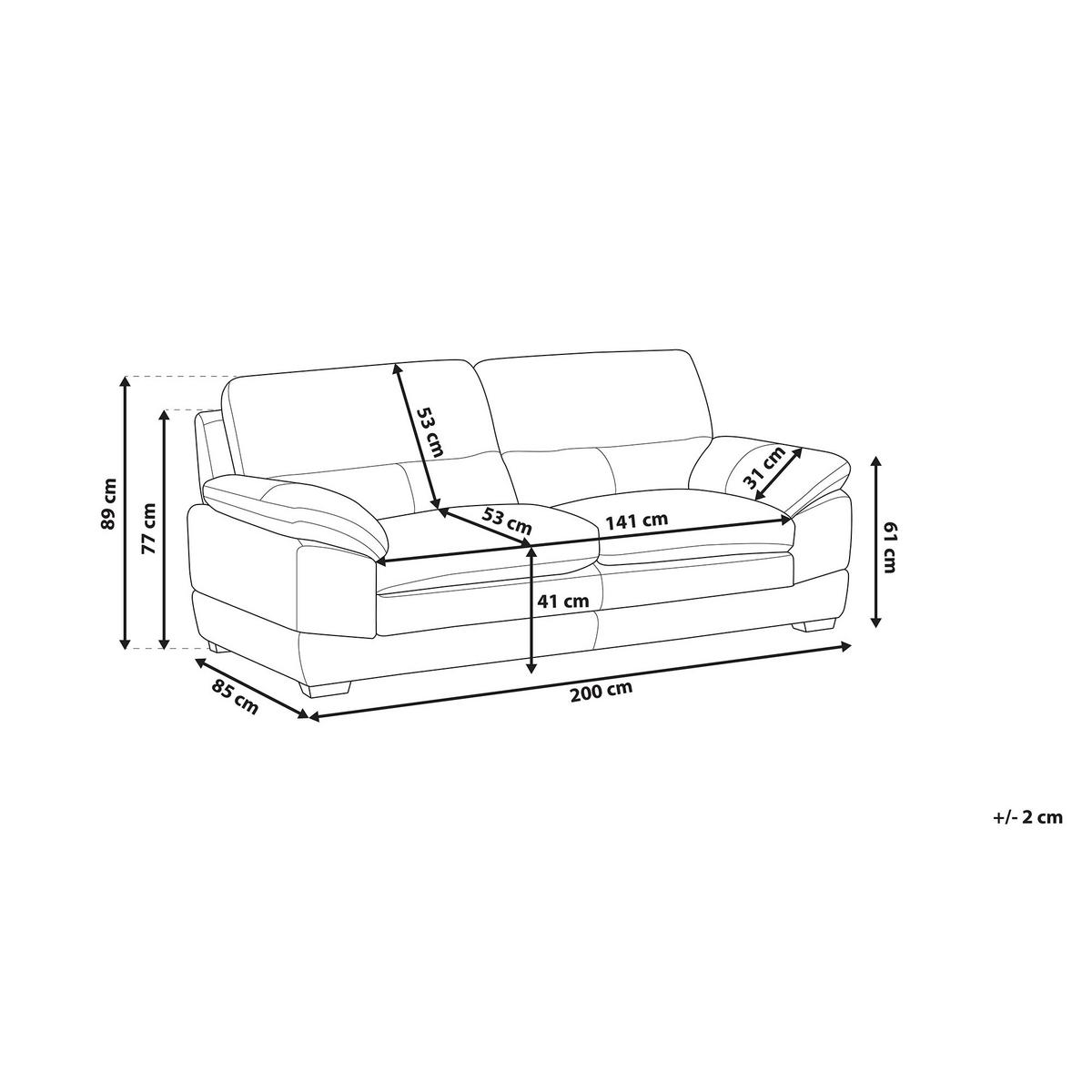 SOFA Leder Goldbraun Horten - Goldfarben, Leder/Textil (200/89/85cm) - Beliani