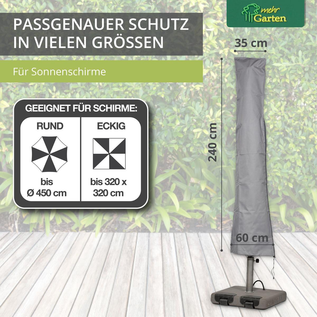 SONNENSCHIRMHÜLLE SHP-20171 - Grau, Kunststoff (220/300/1cm) - mehr Garten