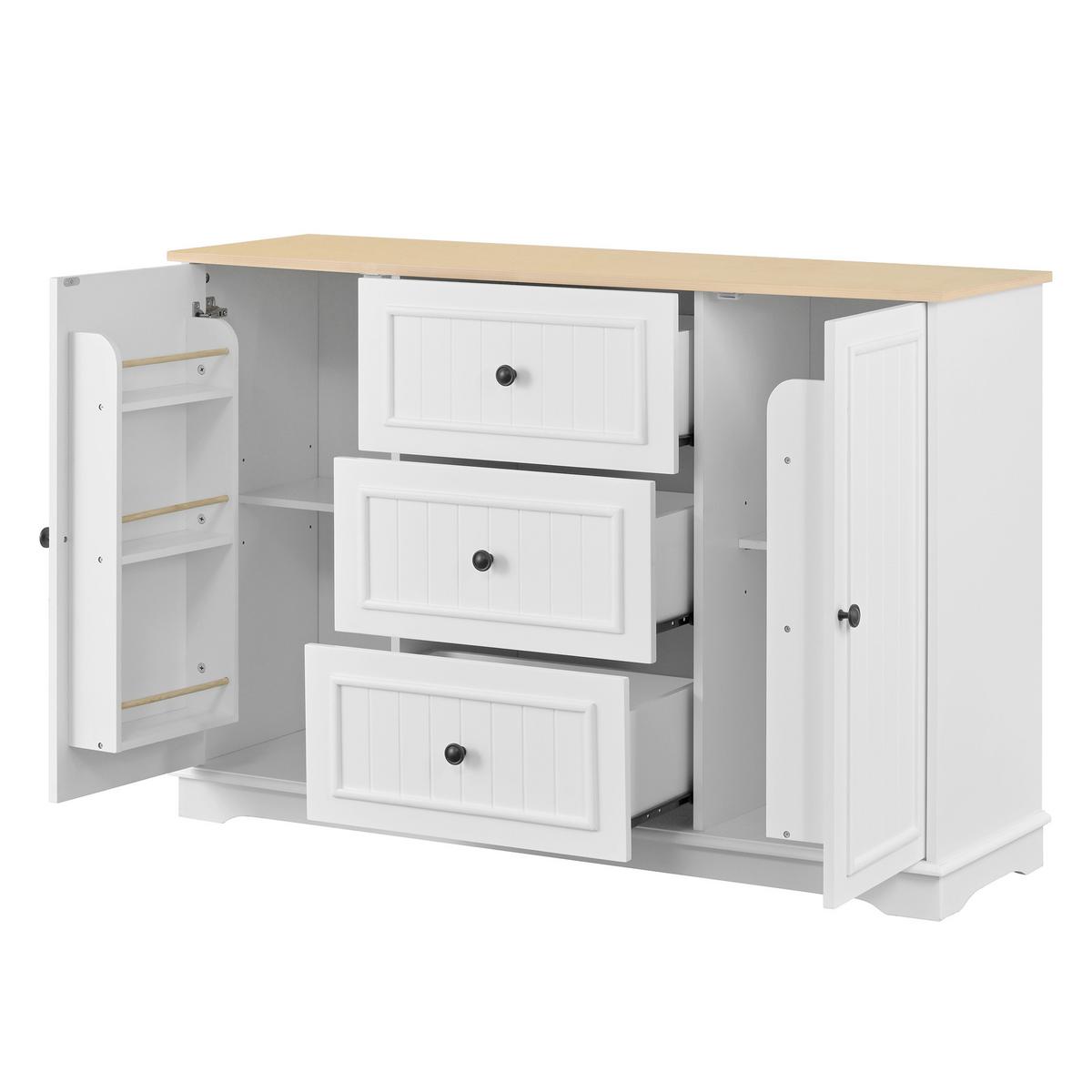 SIDEBOARD mit 3 schubladen & kühlschrank-türen - Weiß, Holzwerkstoff (126/86/40cm) - Urban Meuble