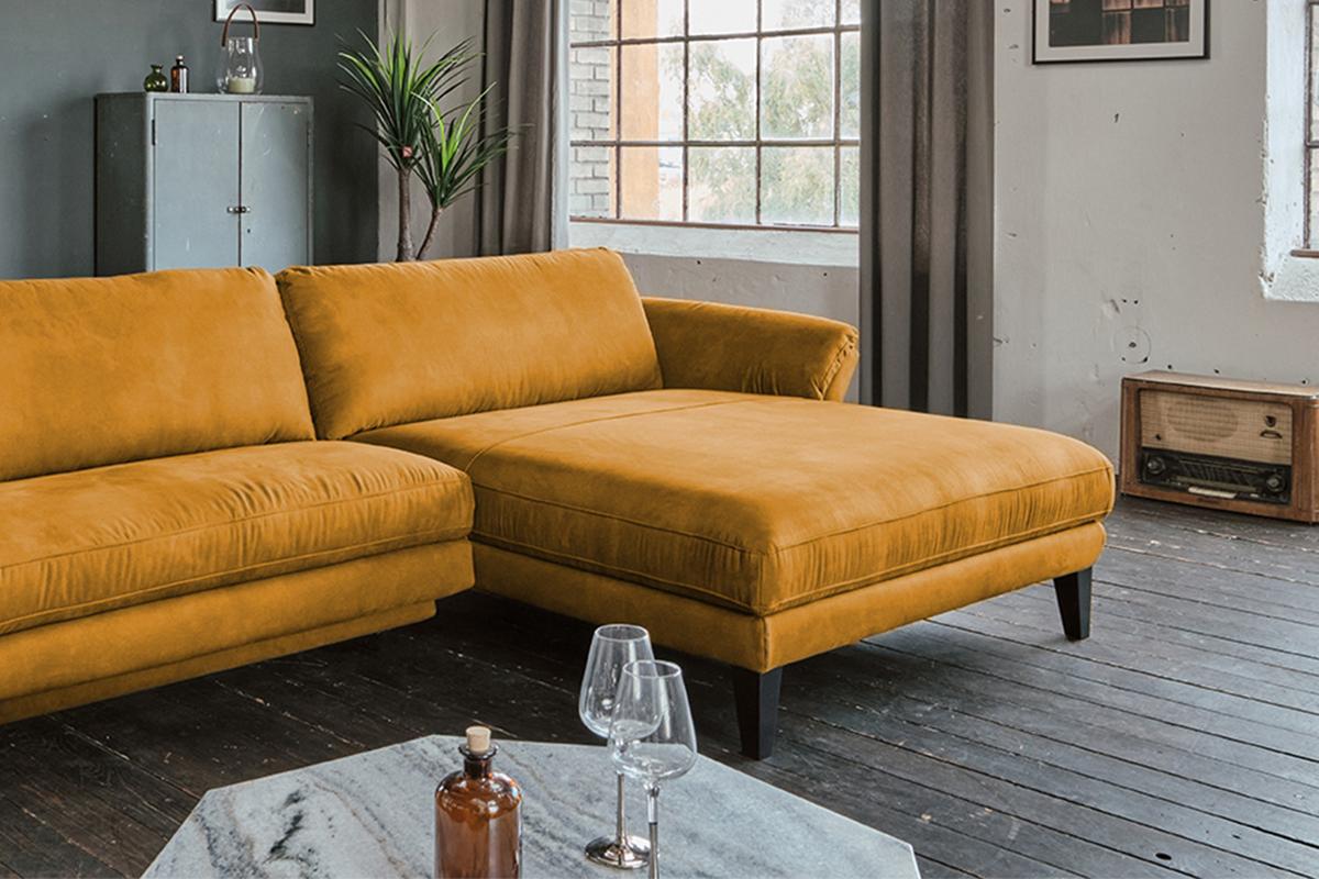 ECKSOFA MIT MOTORISCHER RELAXFUNKTION MALTA Gold Webstoff Relaxfunktion - Goldfarben/Schwarz, Buchenholz/Textil (302/175cm) - KAWOLA