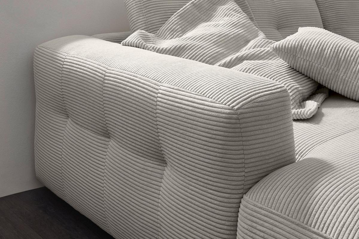ECKSOFA MIKA Hellgrau Cord - Hellgrau/Schwarz, Kunststoff/Textil (276/167cm) - KAWOLA