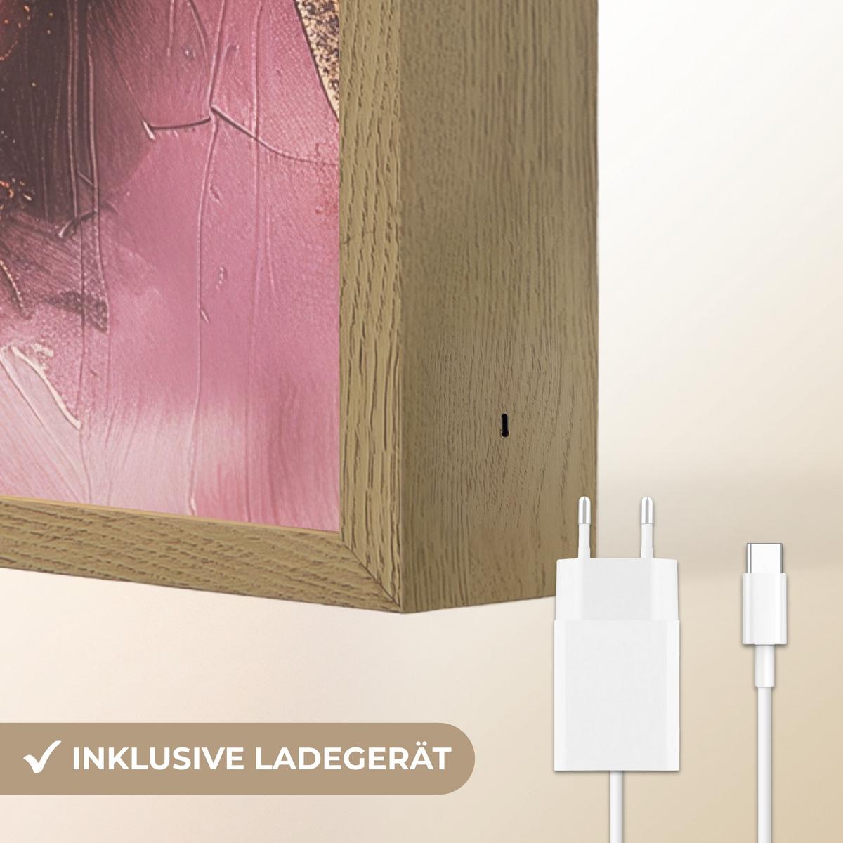WANDLEUCHTE MIT AKKU Lila - Abstrakt - Farbe - Gold 40x60 cm - Mauve, Holzwerkstoff (40/60/8cm) - OnlyWow