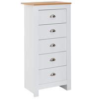 KOMMODE – Eiche/Weiß, 5 Schubladen, melaminbeschichtet - Weiß, Holz/Metall (53/114/39cm) - KADIMA DESIGN